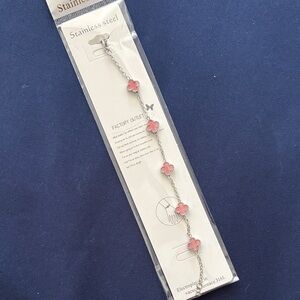 Stainless Steel Pink Flower Bracelet one size fits all :) adjustable